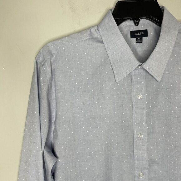 J.CREW Dress Shirt Mens XL Slim Blue Dot Button Up Point Collar BV488 - Picture 3 of 13